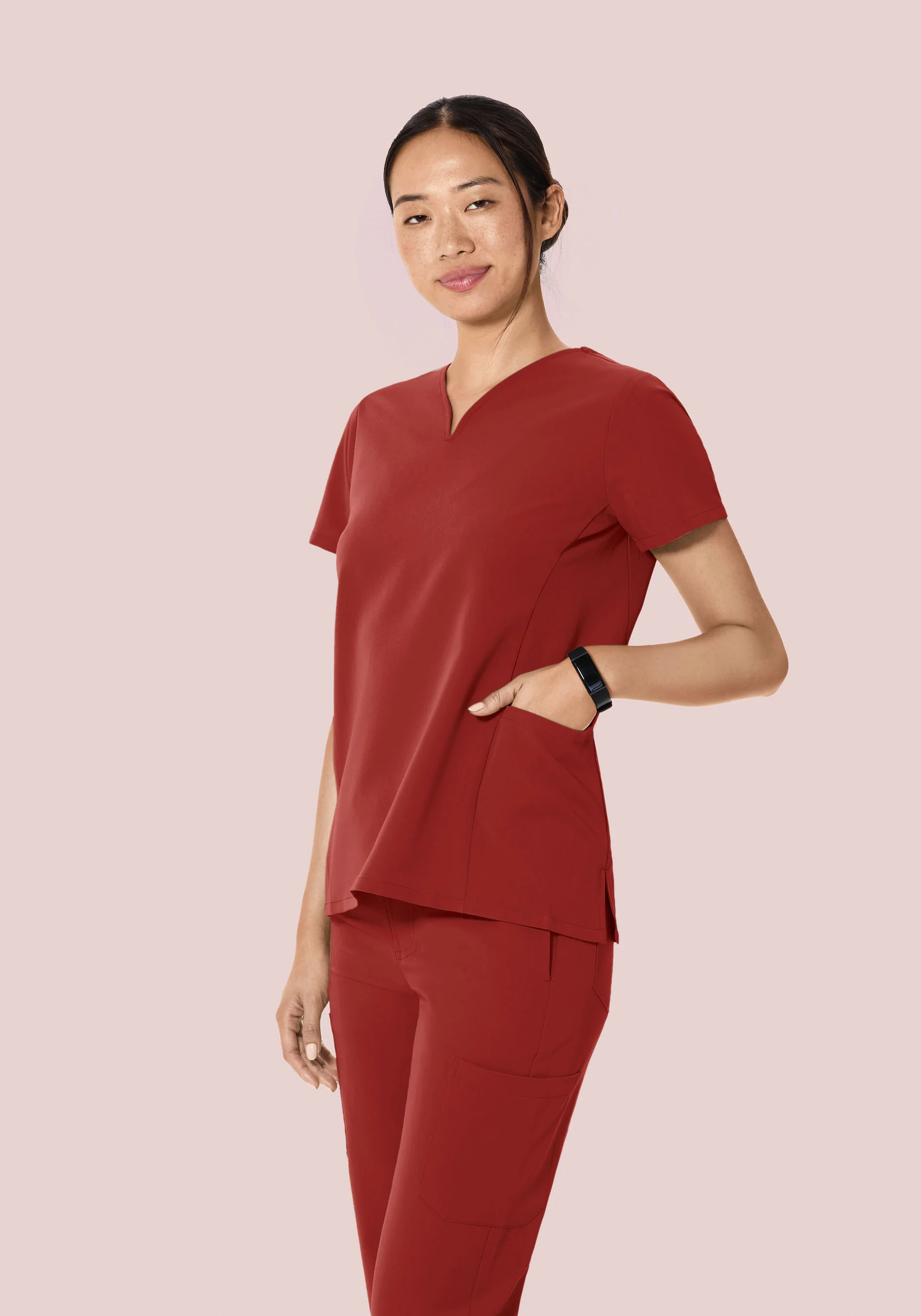 Women's Curved V-Neck Tops